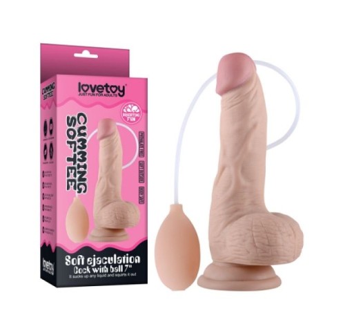 Писающий масажер с яичками на присоске Soft Ejaculation Cock With Ball 7.0