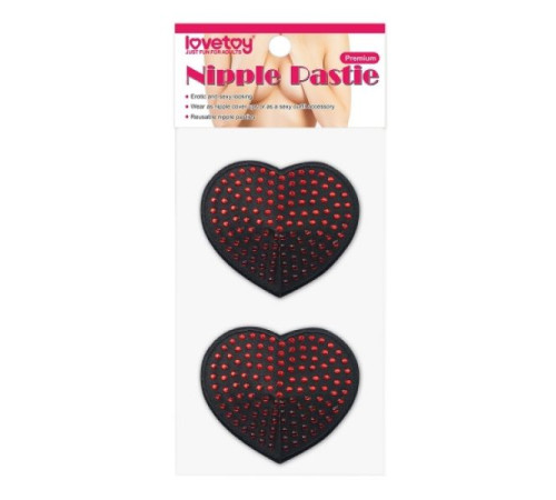 Черные стикини с красными горошинками Reusable Red Diamond Heart Nipple Pasties