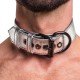 Серебристый ошейник Bondage Fetish Metallic Ышlver Pup Collar With Leash