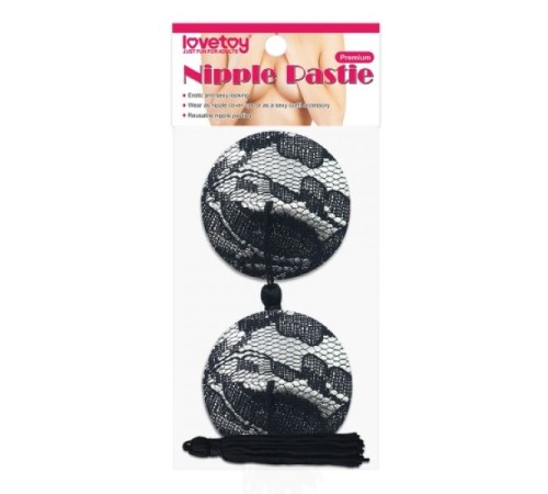 Черные кружевные стикини с кисточками Reusable Black Lace Round Tassel Nipple Pasties