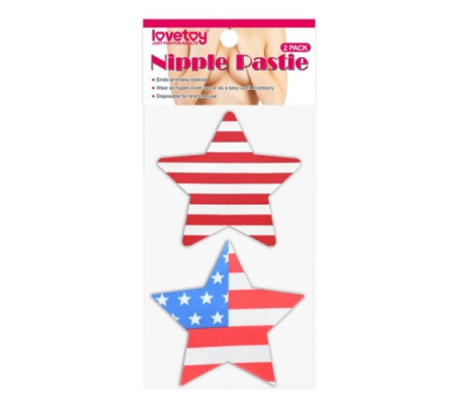 Яркие стикини с бело красными полосами и звездами Stars and Stripes Nipple Pasties, 2 пары