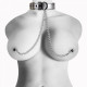 Ошейник серебристый с зажимами для сосков Collar With Nipple Clamp