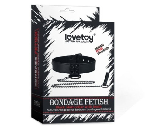 Черный матовый воротник с поводком Bondage Fetish Black Matt Collar With Leash