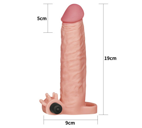 Вибронасадка на  удлиняющая Pleasure X Tender Vibrating Penis Sleeve Flesh