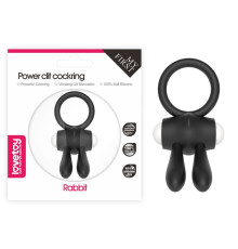 Черное эрекционное кольцо с вибрацией Power Clit Cockring Rabbit