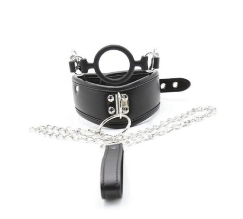 Leather Collar with Silicone Ring Gag