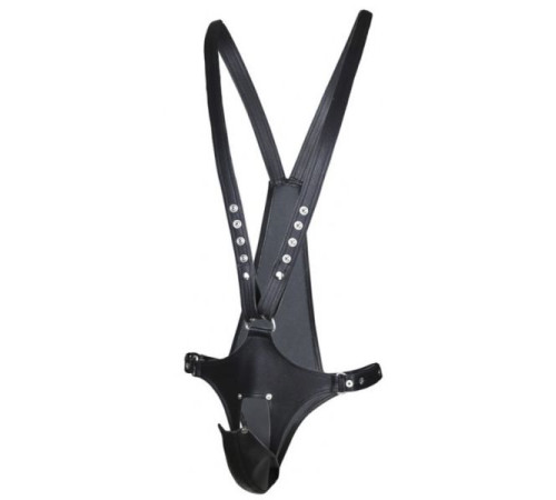 Male Leather Harness with Pouch