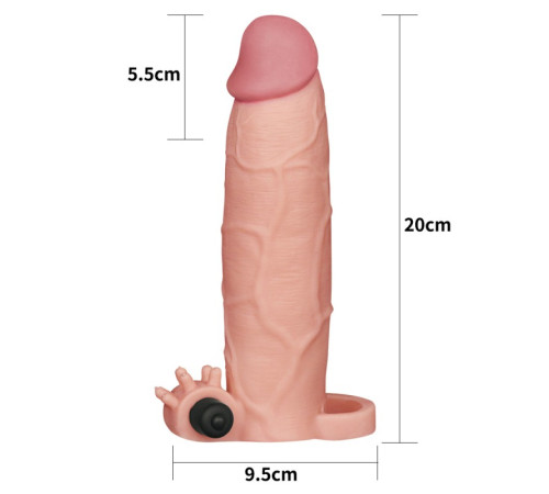 Удлиняющая вибро насадка на пенис телесная Pleasure X Tender Vibrating Penis Sleeve