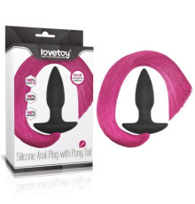 Черная особиста пробка с розовым хвостом Silicone Anal Plug with Pony Tail