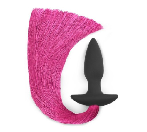 Черная особиста пробка с розовым хвостом Silicone Anal Plug with Pony Tail