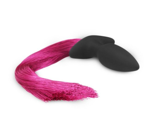 Черная особиста пробка с розовым хвостом Silicone Anal Plug with Pony Tail