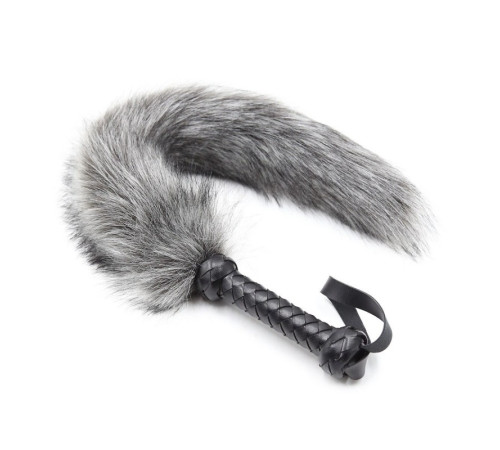 Серый меховой хвост лисицы с рукояткой Fox Tail Whips