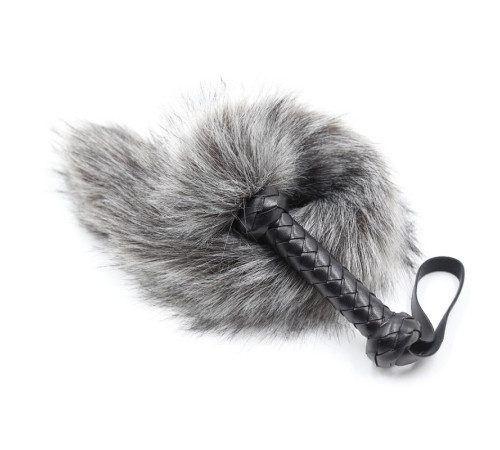 Серый меховой хвост лисицы с рукояткой Fox Tail Whips