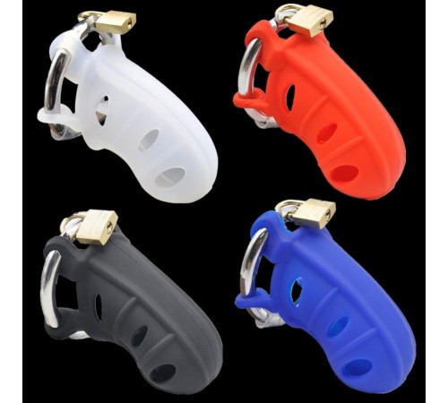 Мужской силиконовый пояс  красный Male Silicone Chastity Cage