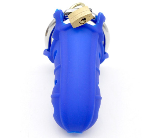 Мужской силиконовый пояс  синий Male Silicone Chastity Cage