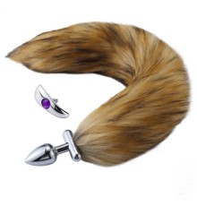 особиста пробка с пышным хвостом Deformable Fox Tail Metal Anal Plug Brown