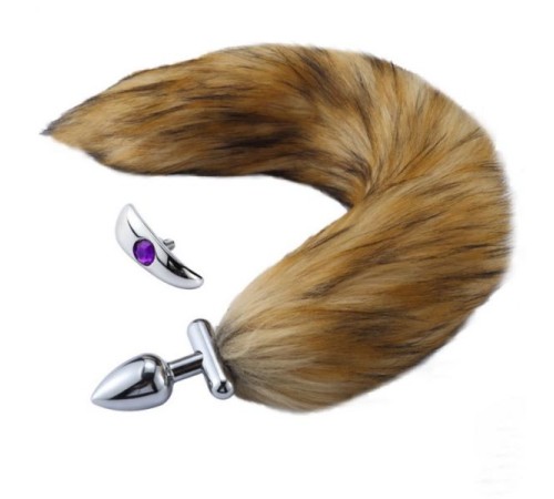 особиста пробка с пышным хвостом Deformable Fox Tail Metal Anal Plug Brown