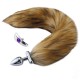 особиста пробка с пышным хвостом Deformable Fox Tail Metal Anal Plug Brown