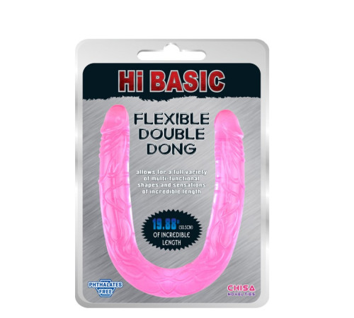 Двойной малиновый фаллос Jelly Flexible Double Dong