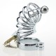 Metal Asylum Chastity Device with Urethral Stretching Penis Plug and Two Rings L