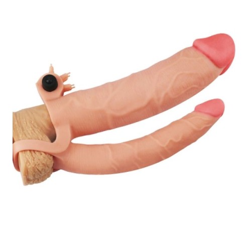 Насадка удлиняющая двойная с вибрацией Pleasure X Tender Vibrating Double Penis Sleeve