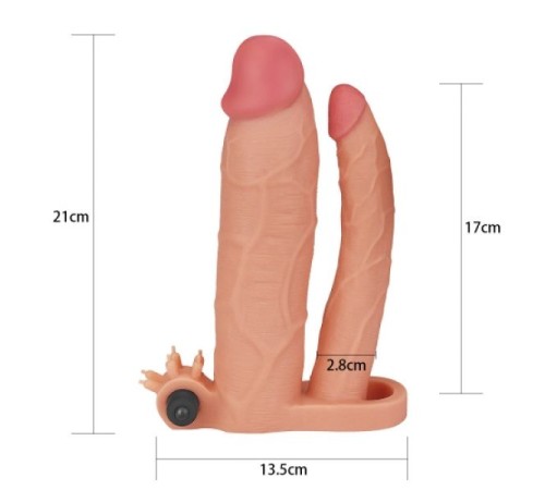 Насадка удлиняющая двойная с вибрацией Pleasure X Tender Vibrating Double Penis Sleeve