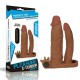 Насадка на пенис Pleasure X Tender Vibrating Double Penis Sleeve Brown