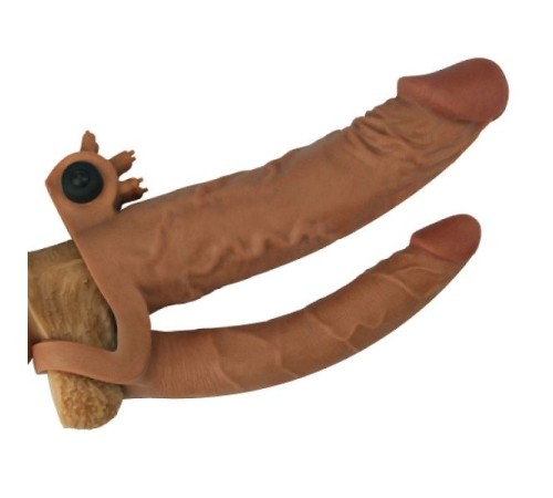 Насадка на пенис Pleasure X Tender Vibrating Double Penis Sleeve Brown