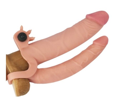 Насадка на пенис Pleasure X Tender Vibrating Double Penis Sleeve Flesh