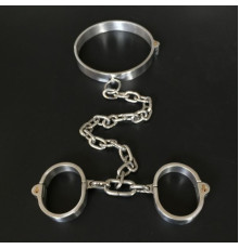 Female Latest Design Bolt Lock Stainless Steel Hand and neck Connecting Handcuffs