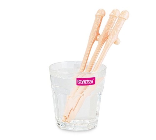 Набор коктельных телесных трубочек в форме пениса Original Willy Straws, 9шт