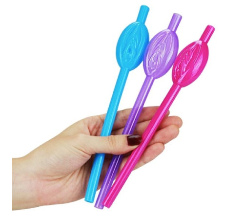 Коктейльные трубочки в форме  губ Original Pussy Straws Purple, 9шт