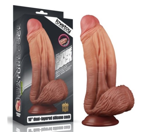 Двухслойный масажер гигант на присоске Dual layered Platinum Silicone Cock 10.0