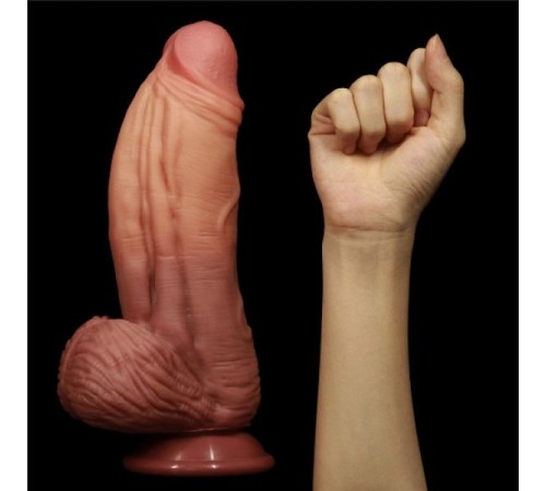 Двухслойный масажер гигант на присоске Dual layered Platinum Silicone Cock 10.0