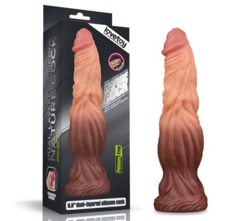 Жилистый масажер Dual layered Liquid Silicone Nature Cock 9.5