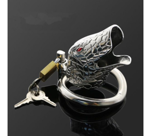 stainless steel latest silvery ophicephalous chastity device