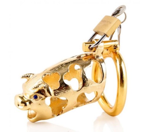 metal ox head chastity device golden