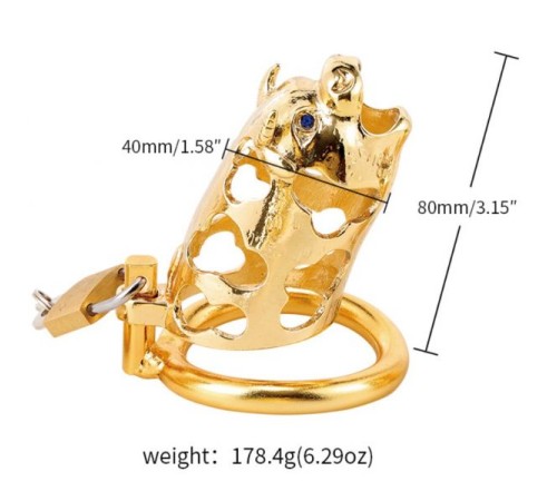 metal ox head chastity device golden