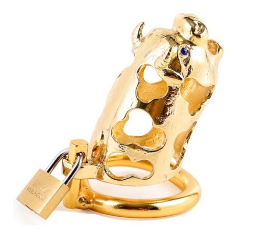 metal ox head chastity device golden