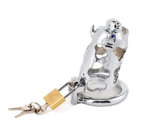 metal ox head chastity device silver