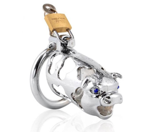 metal ox head chastity device silver