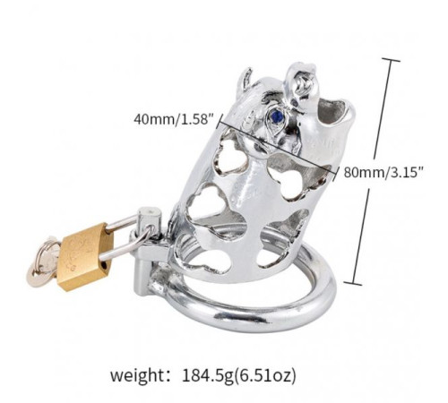 metal ox head chastity device silver