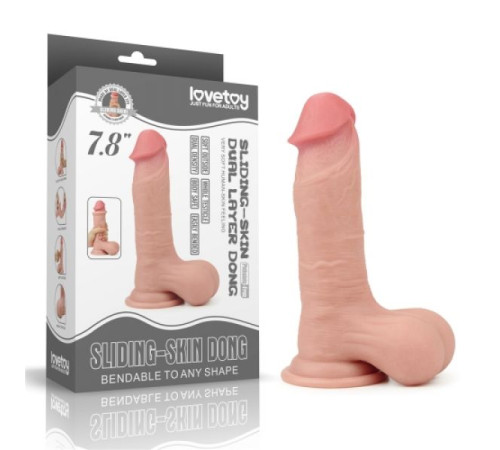 Фаллоимитатор на присоске Sliding Skin Dual Layer Dong Whole Testicle 7.8