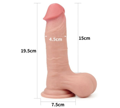 Фаллоимитатор на присоске Sliding Skin Dual Layer Dong Whole Testicle 7.8