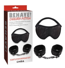 Черный набор из маски и наручников Temptation Bondage Kit