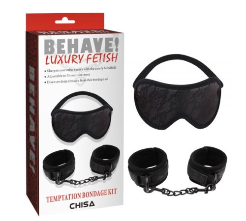 Черный набор из маски и наручников Temptation Bondage Kit