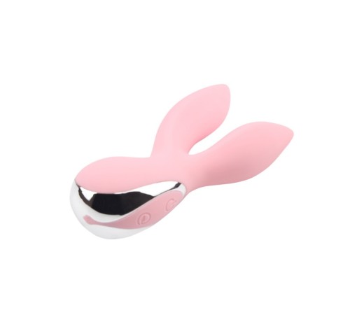 Розовый двойной вибратор для мастурбации Light Pink Oh My Rabbit