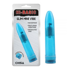 Голубой пластиковый вибратор Hi-Basic Slim Mini Vibe