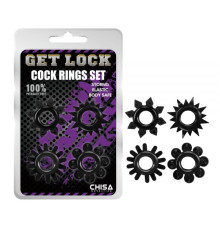 Набор черных эрекционных колец разной формы Cock Rings Set