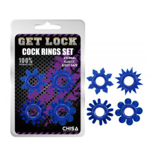 Набор синих эрекционных колец разной формы Cock Rings Set